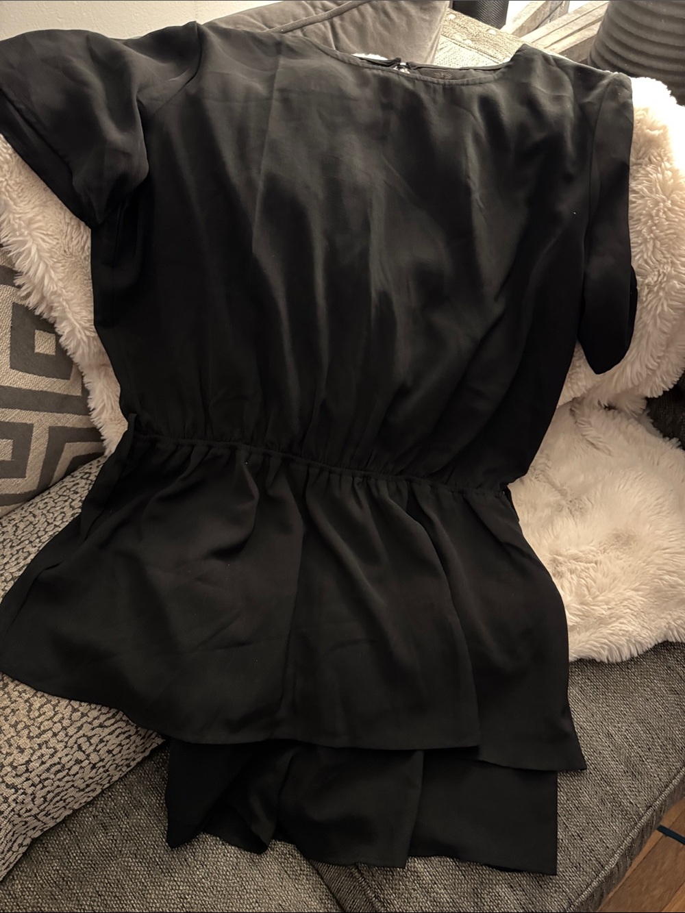 Black Women's Short Sleeve Peplum Romper- Brand Unknown